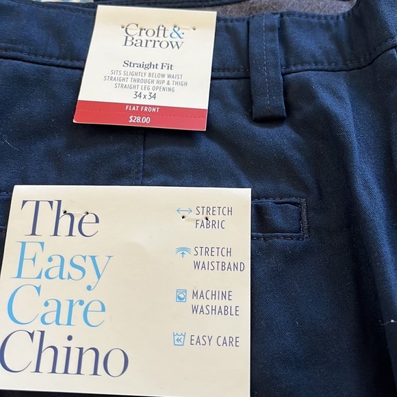 NWT Croft & Barrow Straight Fit Easy-Care Flat Front
Dress Pants Size 34X34 - Picture 2 of 5